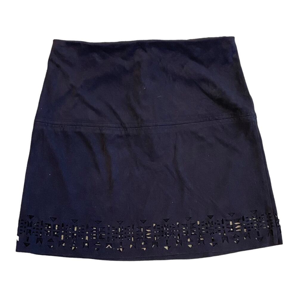 Xhilaration Black Faux Suede Mini Skirt Laser Cut Detail Women’s Size Medium